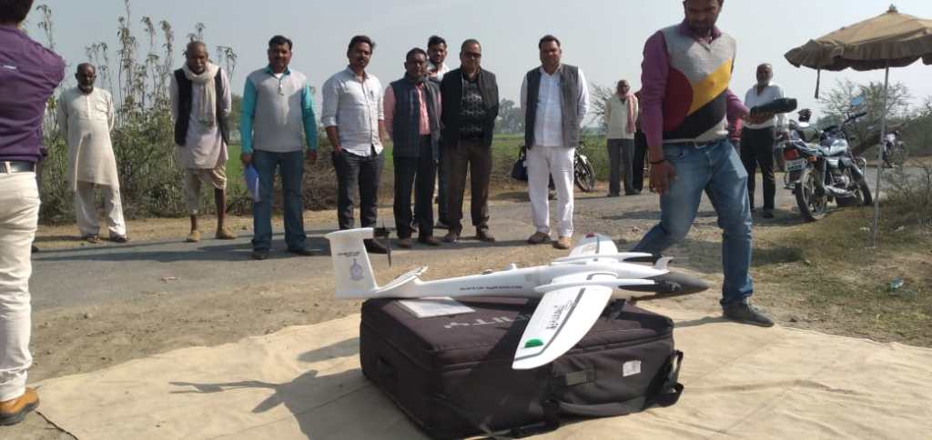 ड्रोन तकनीक से अमखेडा में घरौनी के लिये&nbsp;सर्वे