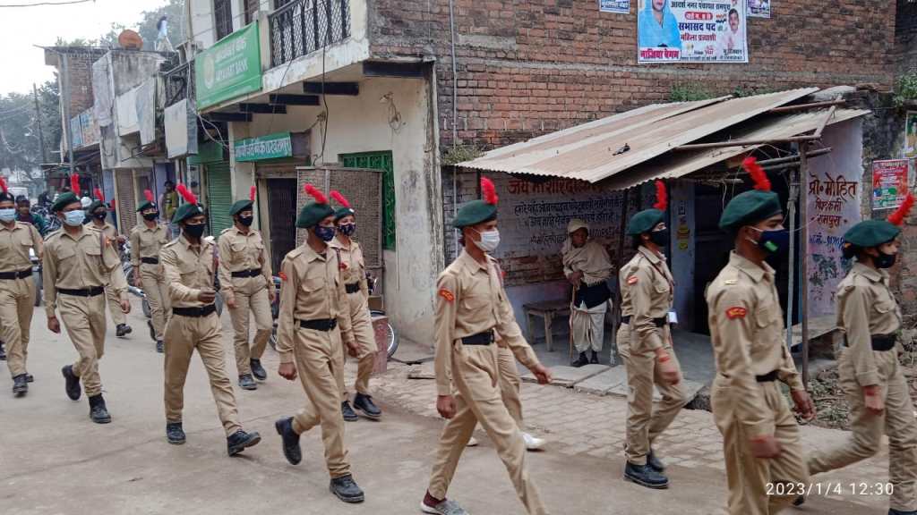 कोरोना से बचाव के उपायों के लिये एनसीसी कैडट्स का सडकों पर&nbsp;मार्च