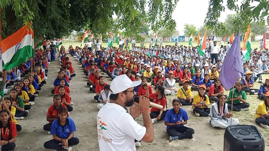 अमृत कलश रथ यात्रा का एल्ड्रिच स्कूल में हुआ भव्य&nbsp;स्वागत